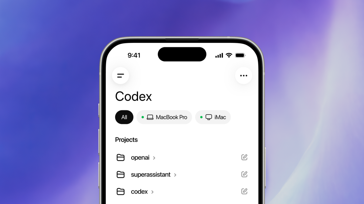 Codex mobile app view